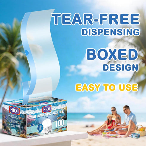 HHXI 100Ct 4 Gallon Small Trash Bags, Blue Ocean Garbage Bags, Scented Trash Bags, Odor Resistant with Drawstring