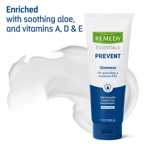 Medline Remedy Essentials Ointment, 7 oz Tube, Unscented, Aloe, Vitamins A, D & E, Soothing Care