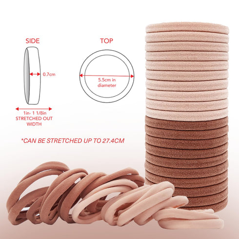Kitsch Hair Ties No Damage - Strong, Stretchy & Snag-Free Hair Bands, Soft Nylon Ponytail Holders, Blush, 20pcs