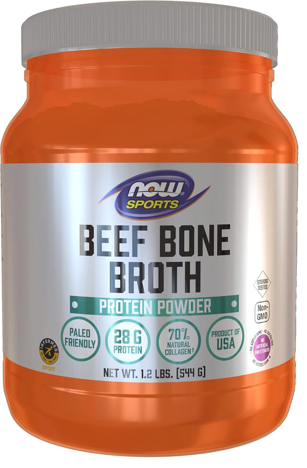 NOW Foods Beef Bone Broth Powder, Premium-Quality Beef Extract, 1.2-Pound