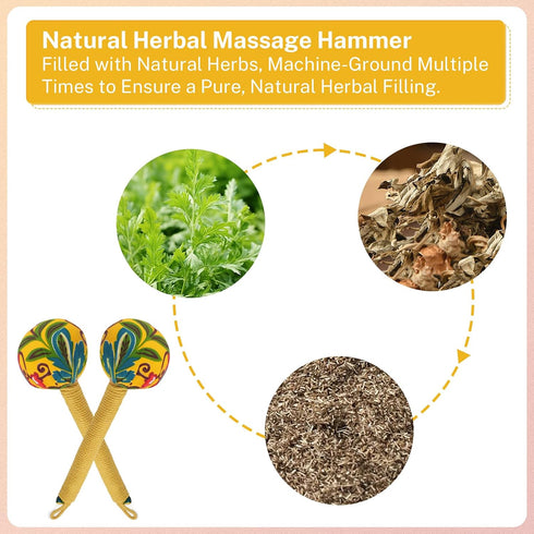 Hammer, Hammer, 26cm-Yellow lefeke Manual Massage Mugwort Massage Handheld Body Percussion Tool for Back Neck Shoulder