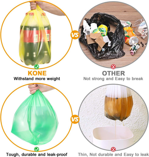 KONE Plastic Garbage Bag, 4 Gallon, 168 Count, Trash Bag for Bathroom Home Small Garbage Cans