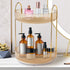 Rotating Makeup Organizer - 2 Tier Lazy Susan Trays for Skincare & Perfume, Amber Gold Bathroom Counter Vanity