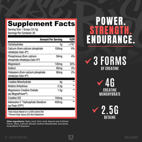 RYSE Up Supplements Loaded Creatine | Muscle Building Formula with 3 Forms of Creatine, Electrolytes & Betaine, 30