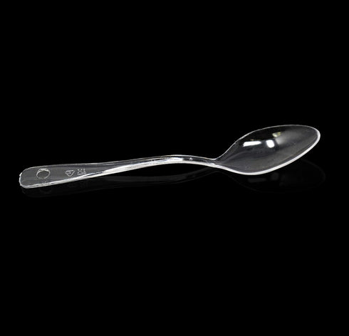 Loreso 50CT Mini Clear Plastic Dessert Spoons for Tasting Party, Ice Cream, Small Catering Supplies - Reusable BPA Free