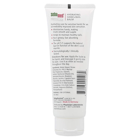 Sebamed Hand and Nail Balm pH 5.5 - Hypoallergenic Moisturizer for Sensitive Skin, 2.6 Fluid Ounces