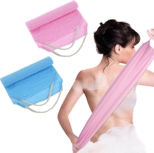 2Pcs Back Scrubber Body Bath Pull Strap Scrubber with Handles - Nylon Exfoliating Washcloth for Skin