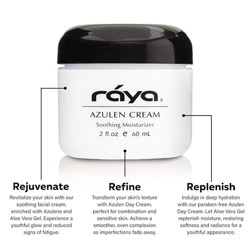 Raya Azulen Cream (301), Moisturizing Day and Night Face Cream for Combination Skin, Soothing Azulene