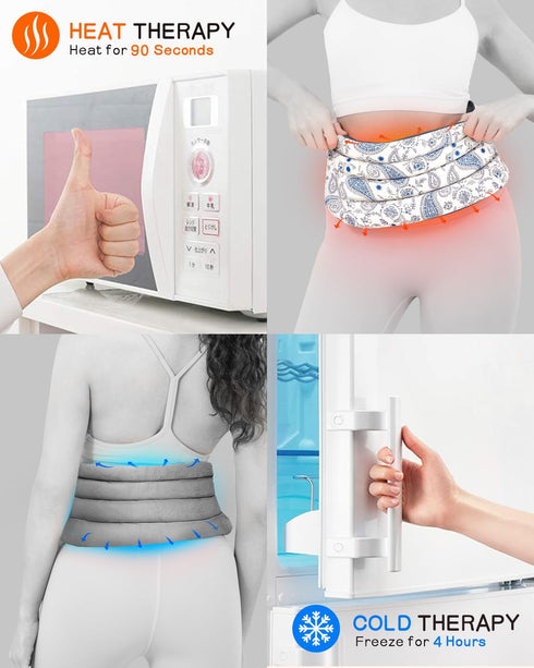 Pack, Microwave Heating Pad for Back with Moist Heat, Extra Large Microwavable Heating Wrap for Lumbar, Waist, Stomach