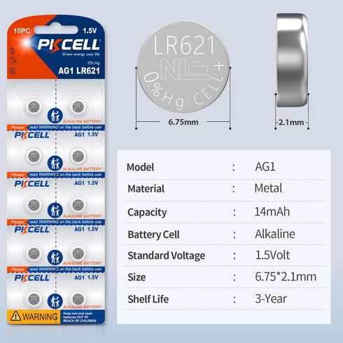 PKCELL 20 Pack SR621sw AG1 1.5V LR621 363 364 Watch Battery Battery Watch Batteries