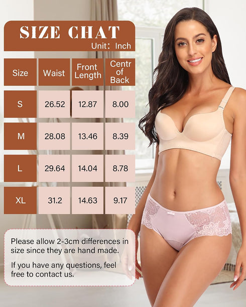 Intiflower Period Underwear for Women, Leakproof Period Panties, Lace Menstrual Underwear Breathable & Soft