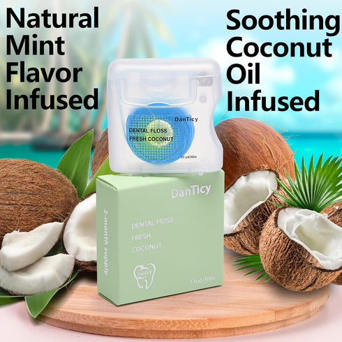 Coconut-Oil Infused Woven Dental Floss, Deep Clean Natural Waxed Floss, PFAS Free (33 Yds x 1 Unit)