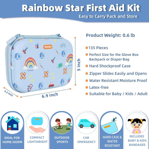 RAINLOS Backpack, Small-First-Aid-Kit-for-Home-Car-Travel-Camping-Hiking-Kids, Mini Cute Portable Medical Emergency