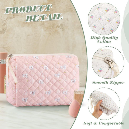 6 Pieces Coquette Makeup Bag Set, Cute Flower Aesthetic Large Floral Pouch