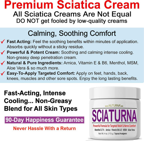 Sciatica Nerve Cream – Maximum Strength Comfort Cream for Feet, Hands, Legs, Toes, Back, Natural Ultra Strength Arnica,
