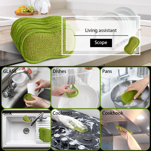 Multi-Purpose Scrub Sponges for Kitchen by SmilePowo: Non-Scratch Microfiber Sponge with Heavy Duty Scouring Power