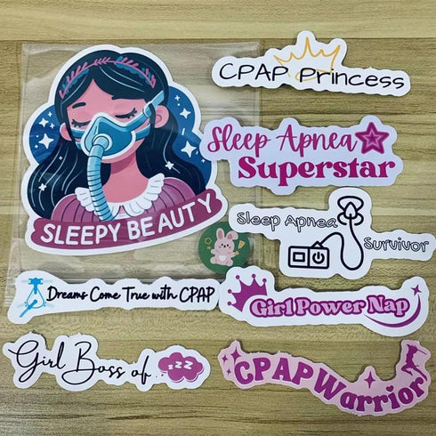 Sleep Apnea Awareness Sticker, Vinyl Decal for Car, Laptop, Wall, Window, 8pcs/Set, White