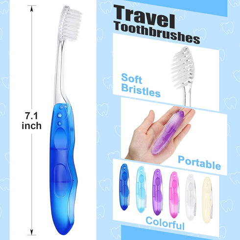 Nuogo 100 Pieces Travel Toothbrushes - Folding Portable Soft Collapsible Toothbrush for Kids and Adults
