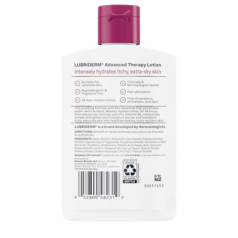 Lubriderm Advanced Therapy Fragrance-Free Moisturizing Hand & Body Lotion, 6 fl. oz