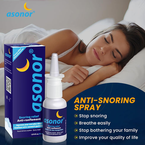 Asonor Snoring Nasal Spray - Natural Anti Snoring Solution, 30ml, Fast Relief for Better Sleep & Breathing