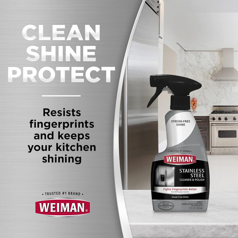 Weiman Disinfecting Stovetop Cleaner & Stainless Steel Cleaner - 22 Ounce Daily Appliance Kitchen Cleaning Kit