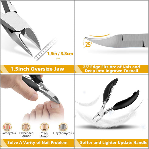 Toe Nail Clipper for Ingrown or Thick Nails, Professional Podiatrist Toenail Nipper with Surgical Stainless Steel Blades
