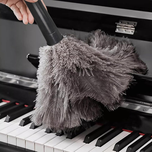 Retractable Feather Duster, Genuine Ostrich Feathers, Anti-Static, Eco-Friendly Handheld Cleaning Tool (10 to 15