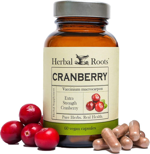 Herbal Roots Extra Strength Cranberry Pills for Women & Men with Organic Nettle, Urinary Tract Health, 60 Vegan Capsules