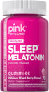 PINK Melatonin Gummies | 10mg Max Potency, Vegan, Non-GMO & Gluten Free, 70 Count, Mixed Berry Flavor