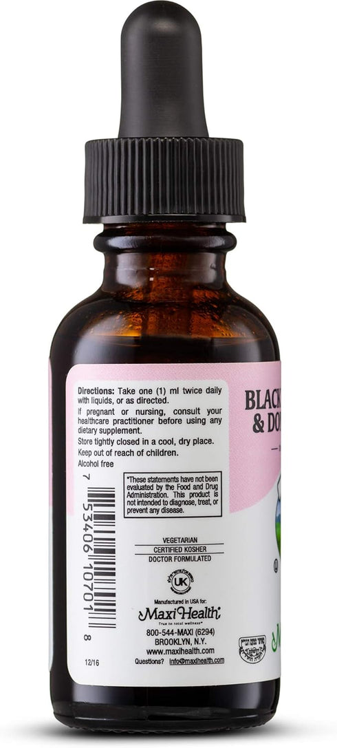 Maxi Health Black Cohosh Root and Dong Quai Root Extract, Women's Formula, 1 Fl Oz Bottle, Kosher