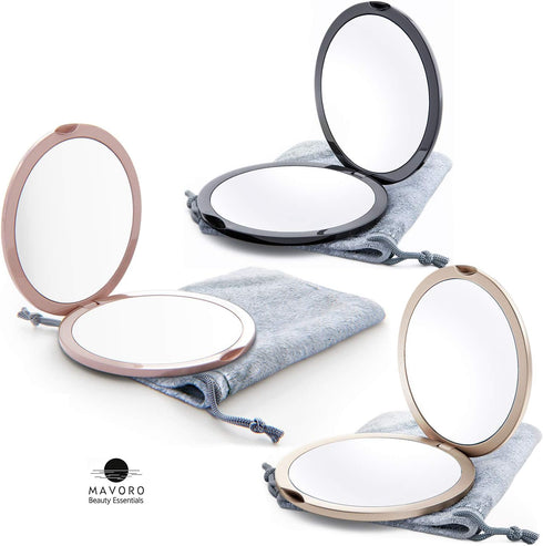 Magnifying Compact Mirror for Purses, 1x/10x Magnification – Double Sided Travel Makeup Mirror, 4 Inch Small Pocket or