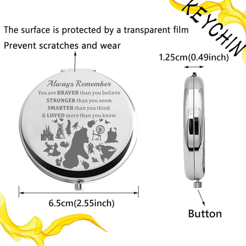 KEYCHIN Sleeping Princess Pocket Mirror, Compact Makeup Mirror for Women, Gifts for Girls and Teenagers