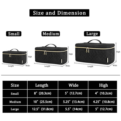 Teamoy Medium Travel Makeup Brush Case, Makeup Train Organizer Bag with Handle for Brushes (up to 9-inch), Black (BAG