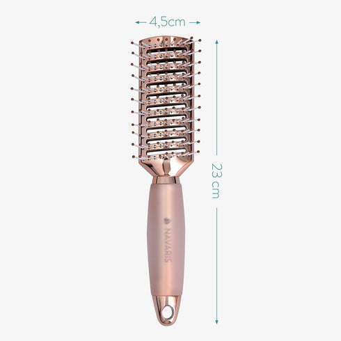 Navaris Vented Hairbrush - Rose Gold Gel Handle, Wide Set Bristles for Wet, Dry, Curly, Thick Hair