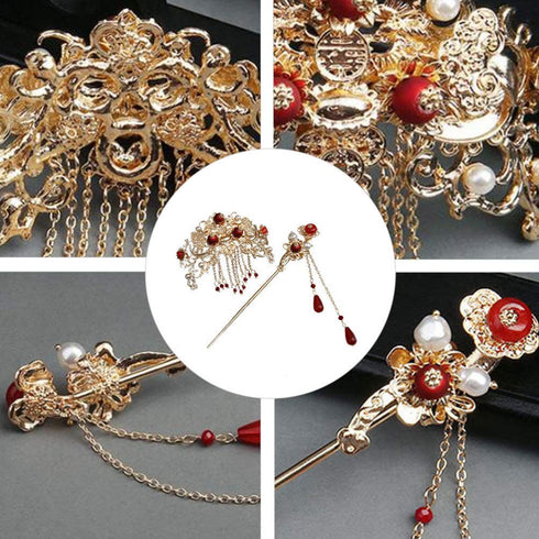 Minkissy Vintage Chinese Hair Sticks for Women, Tassel Hair Pin, Hair Chopsticks, Hair Styling Accessories