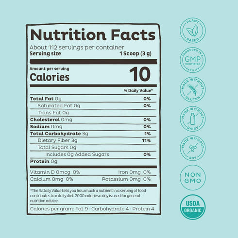 KOS Organic Inulin Powder, Unflavored & Unsweetened Superfood - 112 Servings Bag, Vegan, Non-GMO, Gluten-Free,