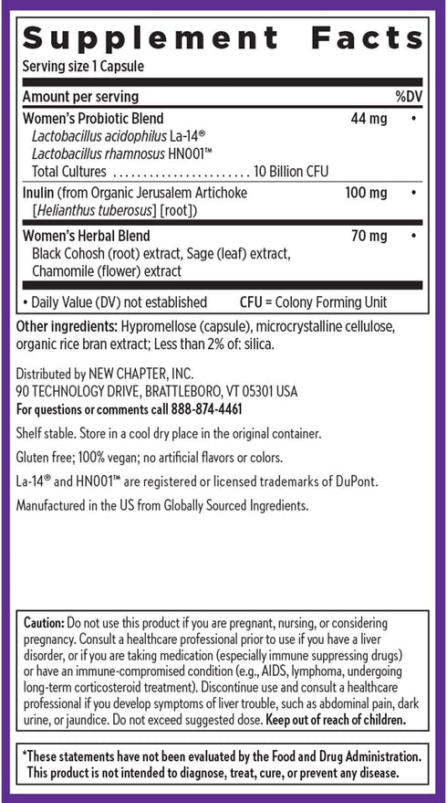 New Chapter 100% 30 All-Flora Probiotic Menopause Balance, Ultra-Concentrated Probiotics for Women with Black Cohosh