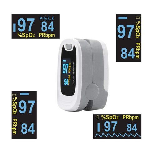 CONTEC CMS50NA Pulse Oximeter, Fingertip Blood Oxygen Saturation Monitor with SpO2 and PR Value Waveform, Grey