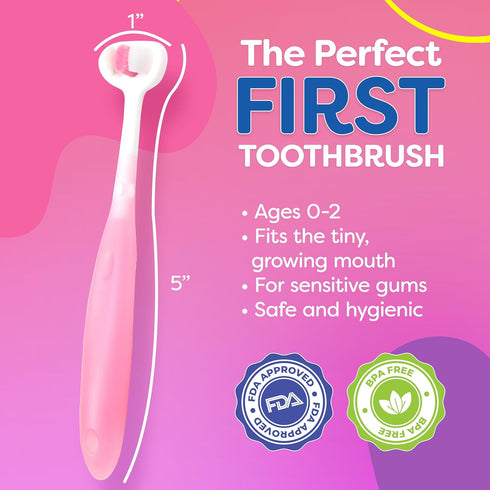 Extra Soft Toddler Toothbrush with 10,000 Bristles, High Efficient 3 Sides Baby Toothbrush, 3 Pack