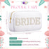 Nylon Bride Makeup Bag Cosmetic Travel Toiletry Bag Large Engagement Gift Bag Pearl Rhinestone Letter Patch Bride Pouch Bride Gifts for Bachelorette Party Women Wedding Bridal Shower (White, Hair)