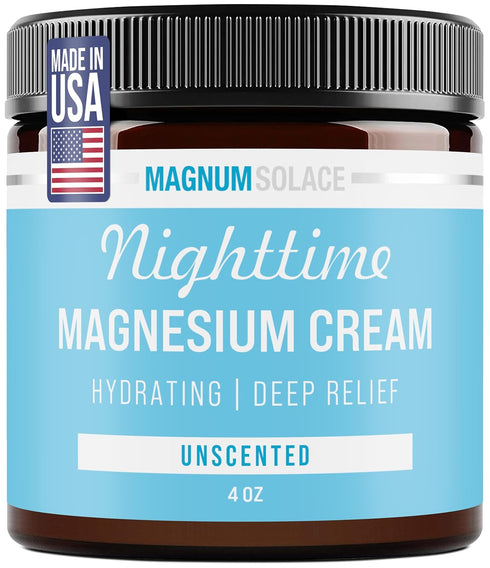 Magnum Solace Magnesium Lotion Nighttime Magnesium Cream Apply to Legs, Arms or