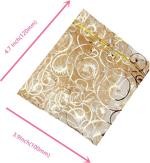 Wedding Favors Small Gift Bags, 100pcs Gold Organza Bags 3.9x4.7 Inch (10x12cm) for Party Favor Bags