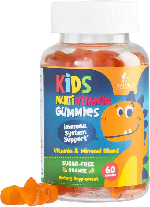 Nature's Nutrition Vitamins for Kids Multivitamin Gummies, Sugar Free, Vitamin C, B6, B12, D3 & Zinc for Children's