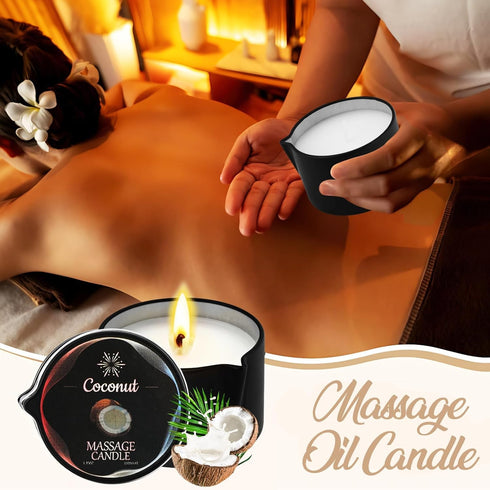 Sariiraw 6 Pack Set, 2.35 oz 6 Low Temperature Massage Candle & Lotion Candle Soy Wax with Jojoba & Shea Butter, Melts
