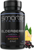 Smarter Elderberry Capsules + Vitamin C + Ginger & Zinc, Herbal Supplement, Powerful Black Elder Berry Extract, 60
