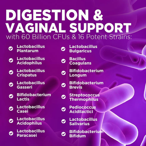 Probiotics for Women's Vaginal Health - 60 Billion CFU with Prebiotics for pH Balance & Digestive Support