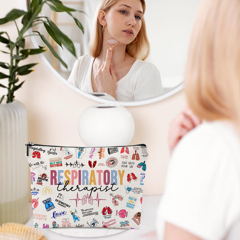 Respiratory Therapist Gifts Makeup Bag, RT Gift for Women, Work Adult Humor Employee Pulmonology Nurse Coworker