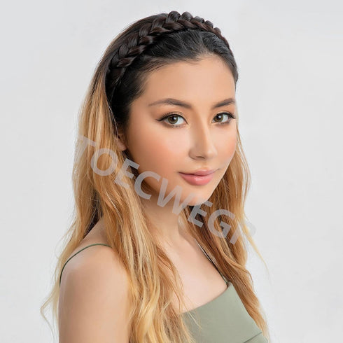 TOECWEGR Classic Braided Headband, Synthetic Hair Wide Strands Wig Band for Women Beauty Accessory