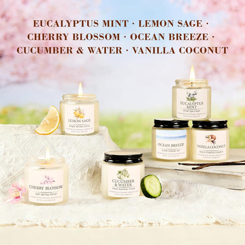 Summer Set, 6 Pack Set 21 oz Spring Scented Candles Soy Candles for Home, Candle Gift - Gifts for Women Mother's Day