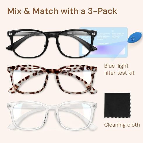 Gaoye Stylish Blue Light Glasses for Women, Computer Glasses with 99% Blue Light Blocking, 3 Pack